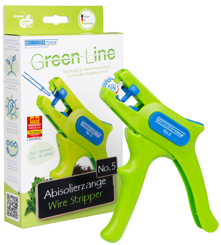 Clește de dezizolat nr. 5 Green Line (gama verde) | pentru toti conductorii uzuali litati si solizi, interval de lucru 0,2 - 6,0 mm²