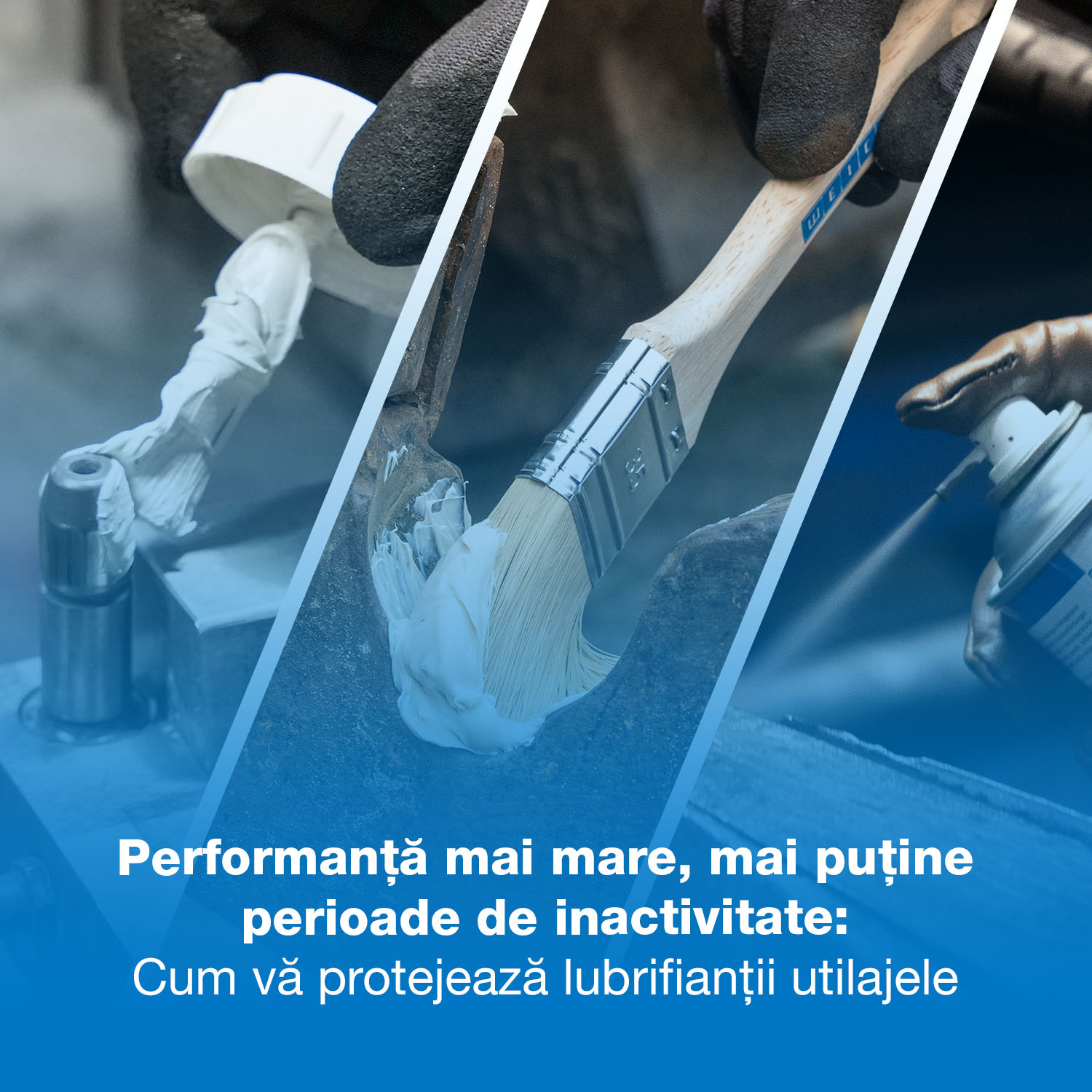 Sunt prezentate două metode de aplicare (pensulă, pulverizator) a lubrifianților