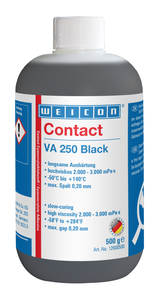 Adeziv cianoacrilat VA 250 negru | adeziv instant cu vascozitate inalta, cu filer de cauciuc
