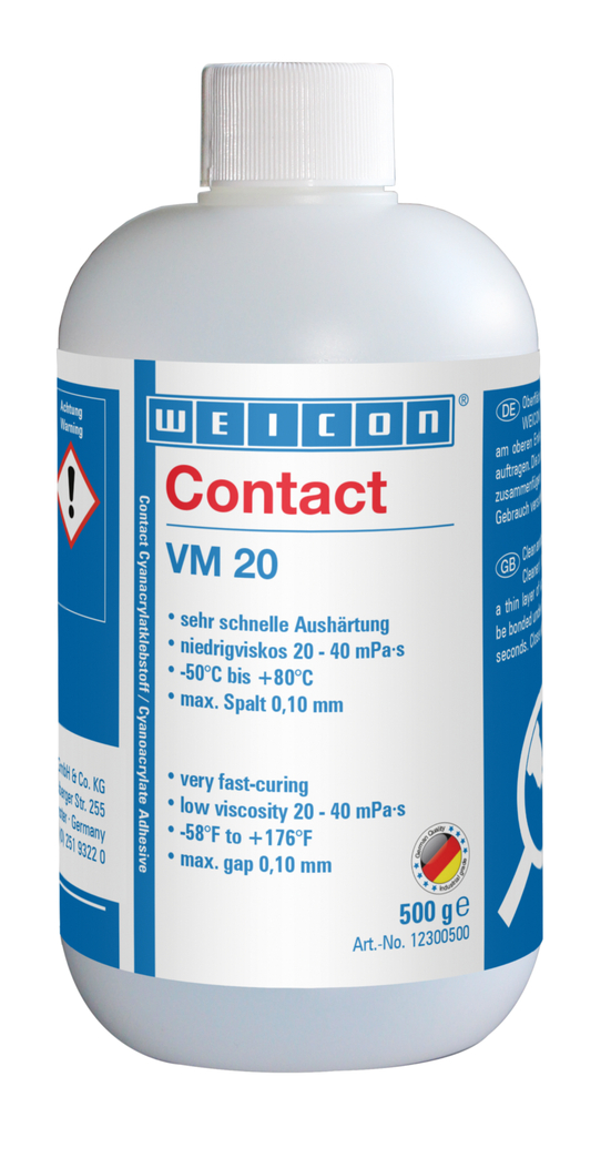 WEICON Contact VM 20 Adeziv cianoacrilat | adeziv instant cu vascozitate redusa, pentru metale