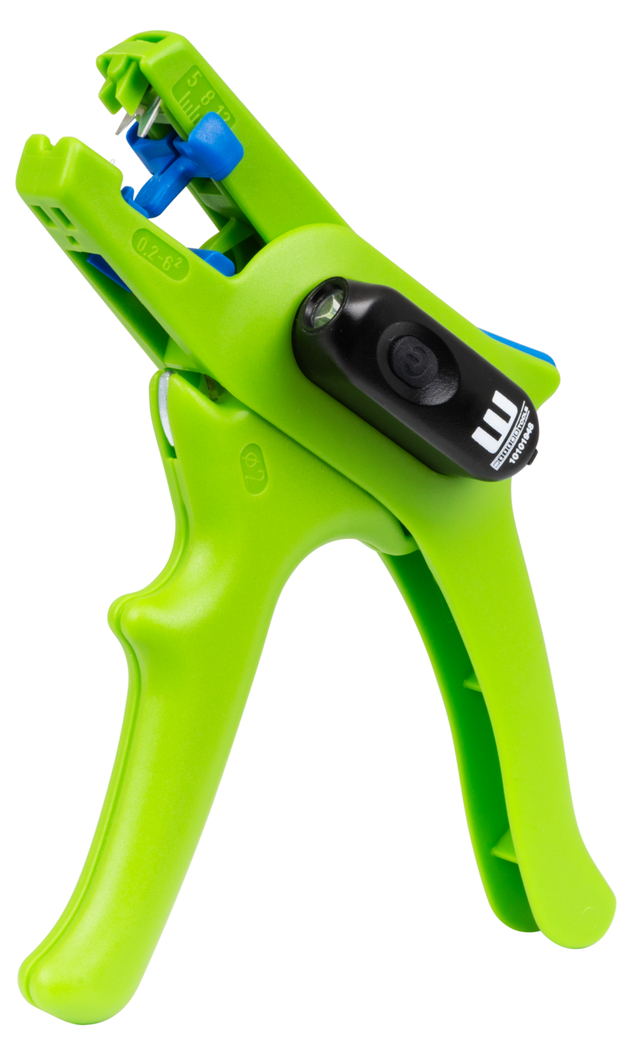 Clește dezizolator No. 5 Green Line LED Set  | Unelte de dezizolare fabricate din materii prime regenerabile în proporție de până la 97 %, set din 2 piese, incluzând clește de dezizolare și lampă de lucru cu LED