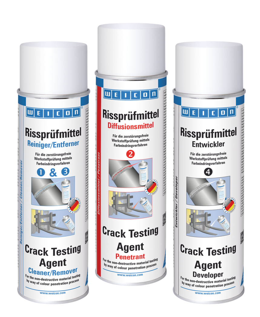 Set pentru examinare fisuri | set din 3 piese ce include agent de curatare, penetrant si developant