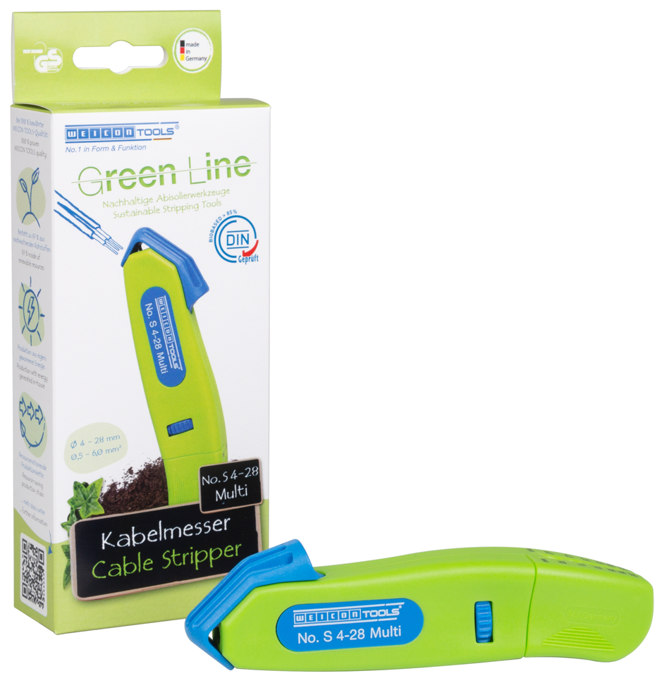 Cuțit dezizolat cablu S 4 - 28 Multi Green Line (gama verde) | cu functie integrata de dezizolare, interval de lucru  4 - 28 mm Ø