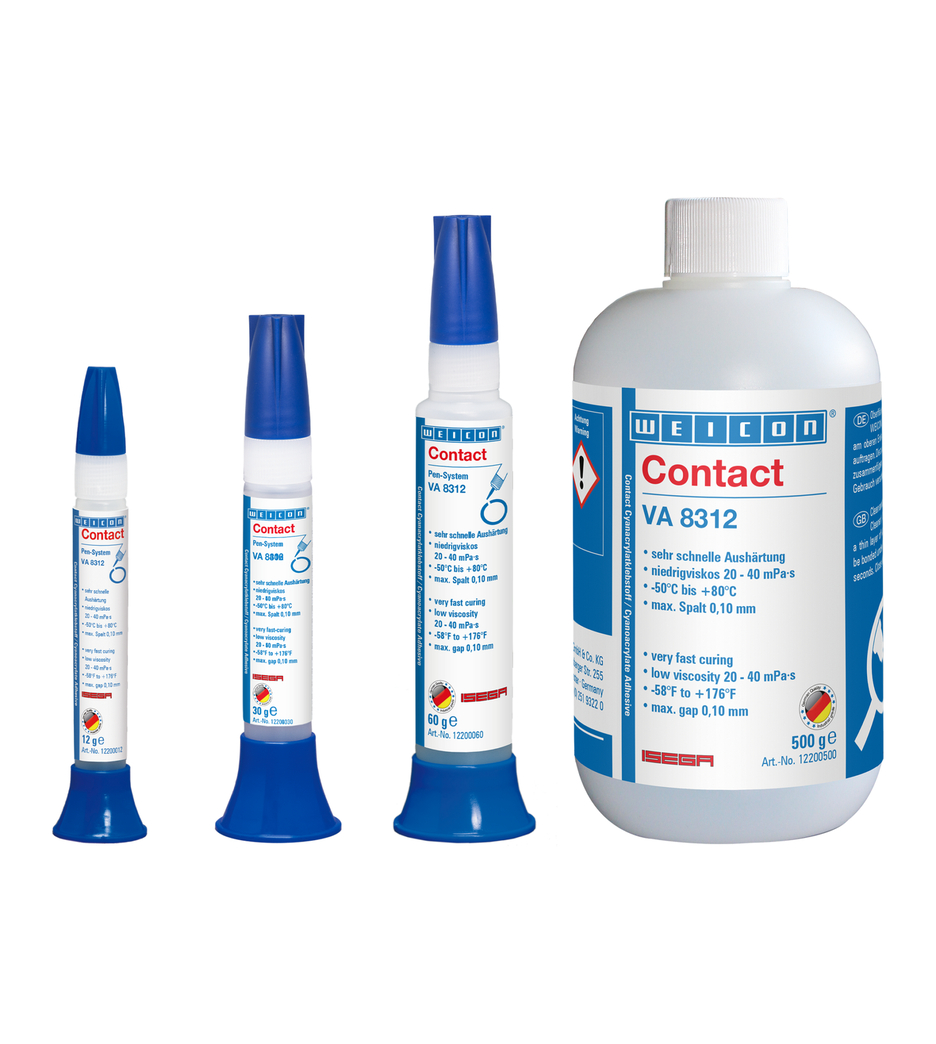 WEICON Contact VA 8312 Adeziv cianoacrilat | adeziv instant pentru sectorul alimentar precum si pentru elastomeri EPDM si cauciuc