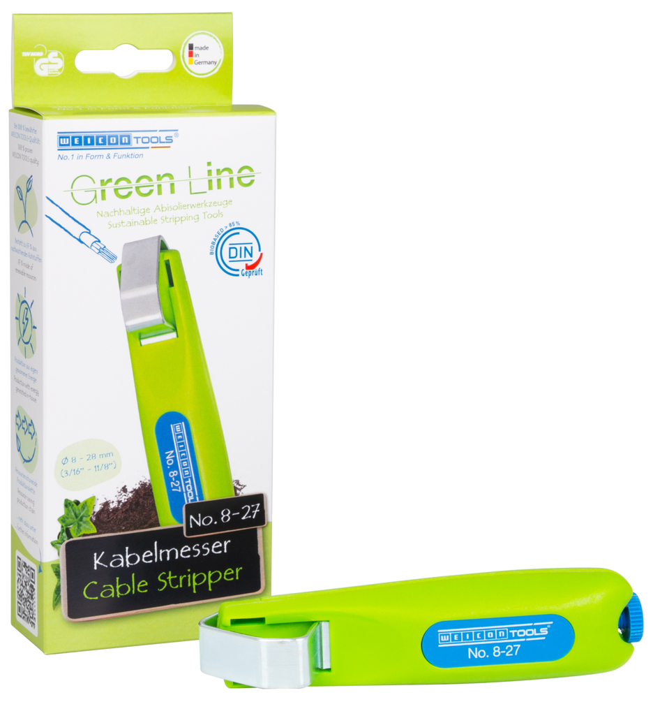 Cuțit de dezizolat cabluri nr. 8-27 Green Line (gama verde) | interval de lucru  8 - 28 mm Ø