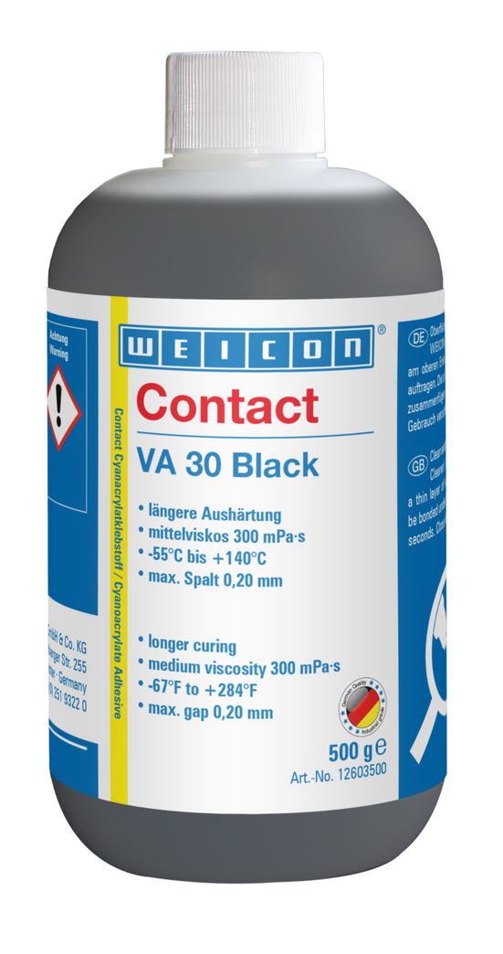 Adeziv cianoacrilat negru VA 30 | adeziv instant cu vascozitate medie, cu filer de cauciuc
