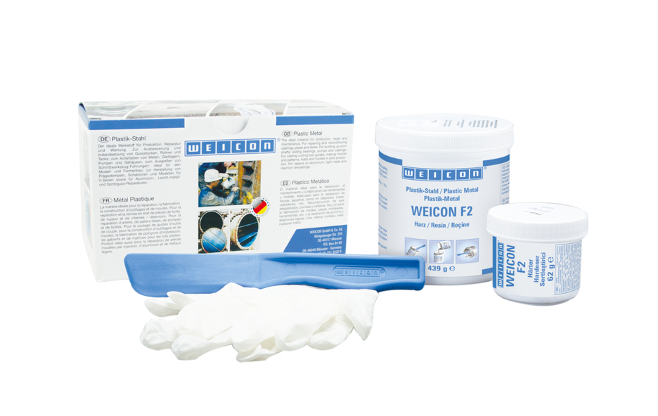 WEICON F2 | sistem de rasini epoxidice cu pulbere de aluminiu pentru reparatii si umplere