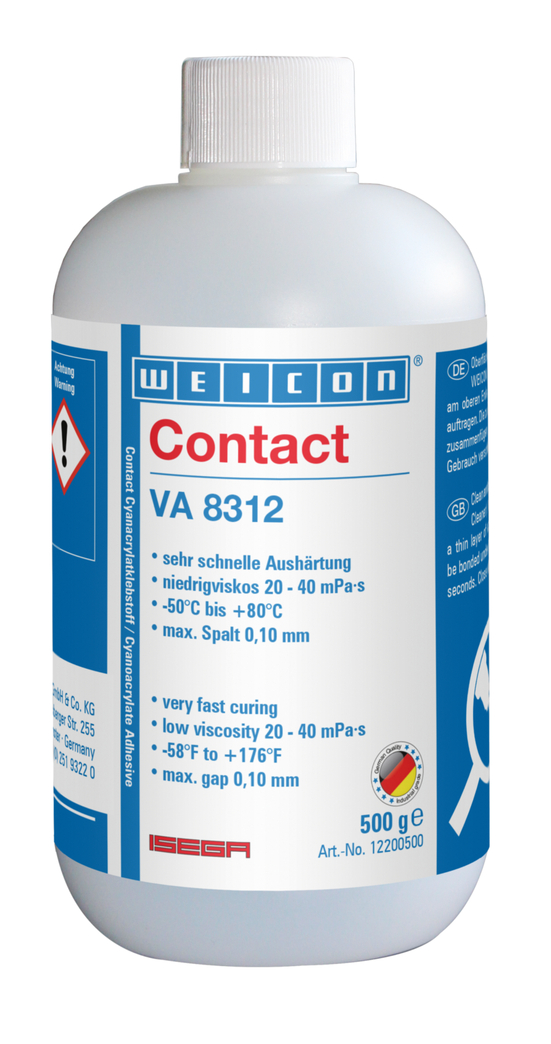 WEICON Contact VA 8312 Adeziv cianoacrilat | adeziv instant pentru sectorul alimentar precum si pentru elastomeri EPDM si cauciuc