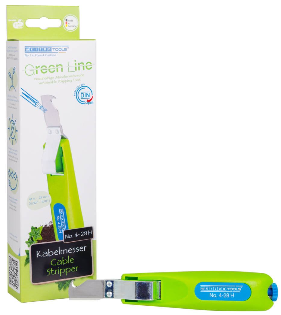 Cuțit dezizolat cablu 4 - 28 H Green Line (gama verde)  | cu lama tip carlig si capac de protectie, interval de lucru  4 - 28 mm Ø