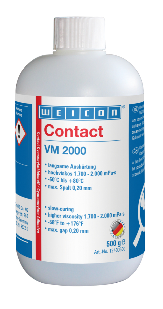 WEICON Contact VM 2000 Adeziv cianoacrilat | adeziv instant cu vascozitate inalta, pentru metale