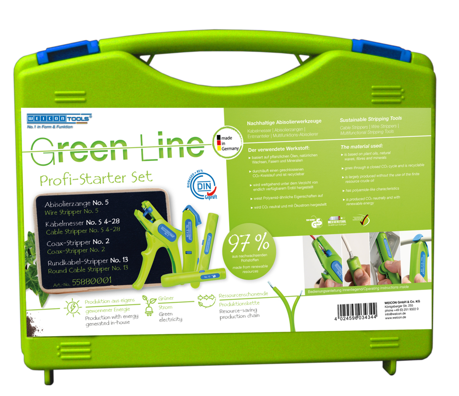 Starter Set Pro- trusa de bază Green Line (gama verde) | 4-piece stripping set for house installations