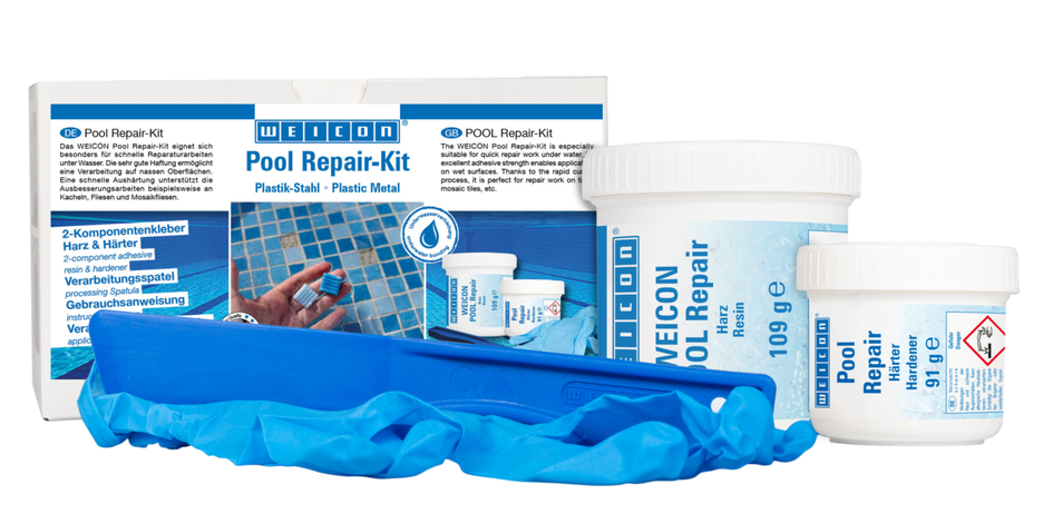 Set de reparat piscine WEICON | reparații rapide, chiar și sub apă