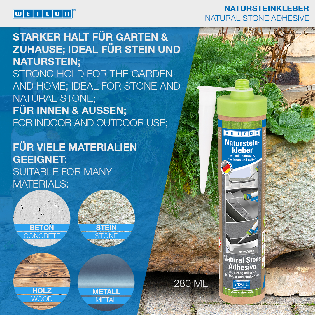 Adeziv WEICON pentru piatră naturală | pentru fixarea pietrei naturale, pietrei decorative și a ceramicii