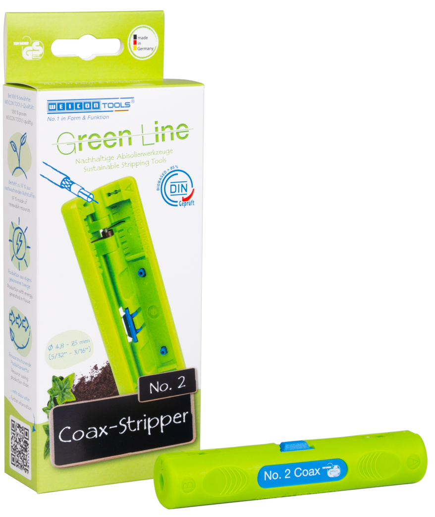 Coax-Stripper nr. 2 Linie verde | pentru inlaturarea mantalei si dezizolarea cablurilor coaxiale, interval de lucru  4,8 - 7,5 mm².