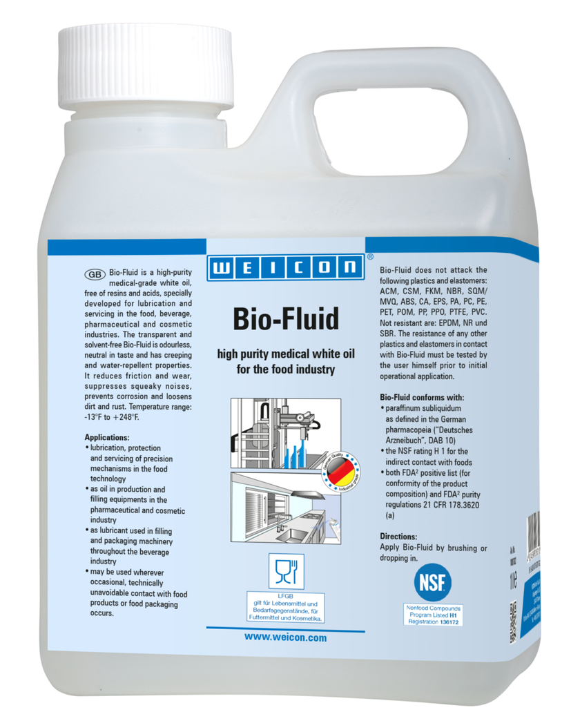 Bio-Fluid lichid | ulei lubrifiant si de ingrijire pentru sectorul alimentar NSF H1