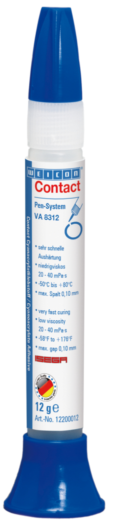 WEICON Contact VA 8312 Adeziv cianoacrilat | adeziv instant pentru sectorul alimentar precum si pentru elastomeri EPDM si cauciuc