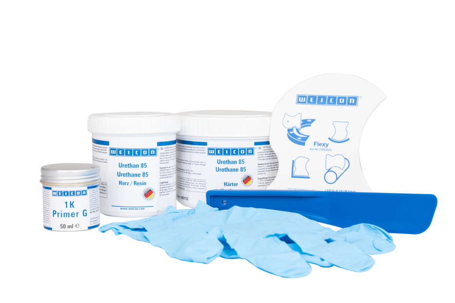 Set reparații benzi transportoare | compus de reparatii si acoperire pe baza de poliuree penrtu suprafete din cauciuc, ambalaj de lucru